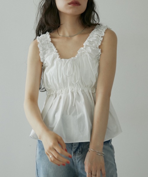 DRWCYS（ドロシーズ）の「ギャザーリボントップス（キャミソール・レディース・ブルー/ホワイト・FREE）」の18枚目の写真