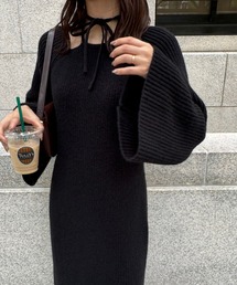 JUNOAH（ジュノア）の「フレアスリットスリーブニットワンピース（ワンピース）」