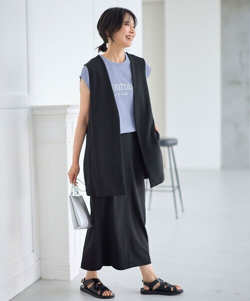 ANY（エニィ）の「【ウエストゴム】カットジョーゼットタイトスカート（スカート・レディース・ベージュ系/グリーン系/ブラック系・2/3）」の8枚目の写真