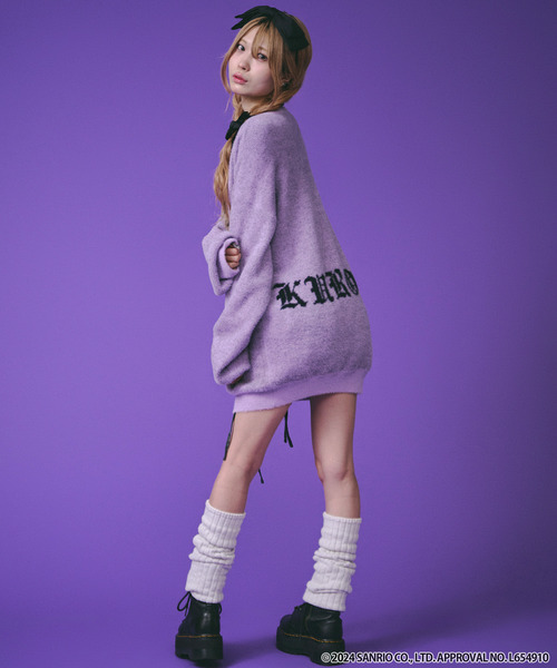 ガルフィー GALFY×KUROMIクロミ ふわふわシャギーニット パープル L GALFY×KUROMI】ふわふわシャギーニット | OUR BRAND,GALFY