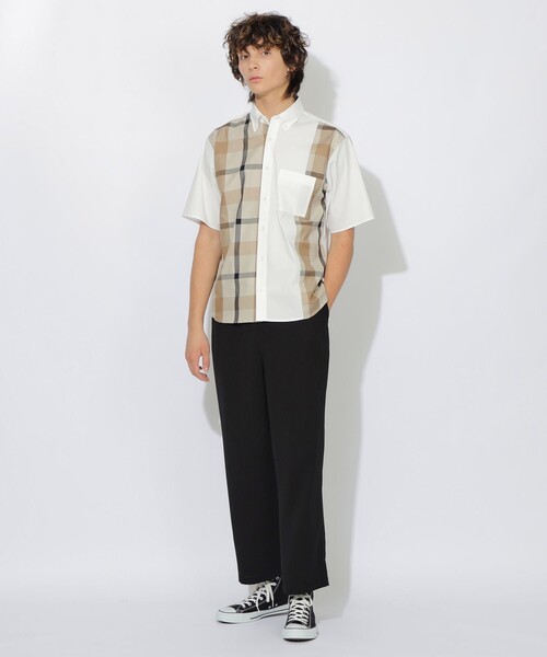 セール】ストレッチブロードパーシャルチェックシャツ（シャツ