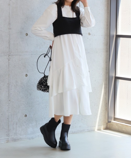 VIVIAN（ヴィヴィアン）の「厚底ニットショートブーツ（ブーツ・レディース・ベージュ/ブラック・S/M/L）」の5枚目の写真