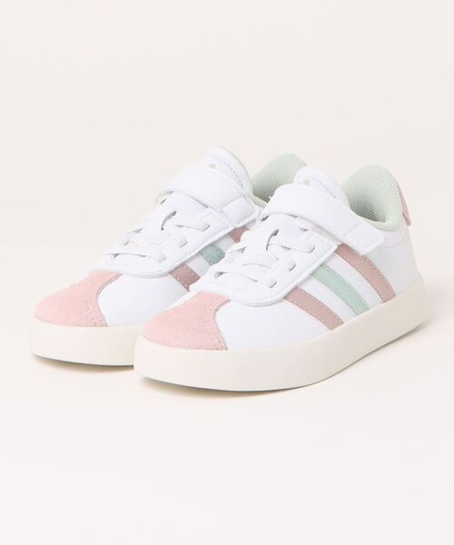 adidas(アディダス)の「adidas アディダス 17-21 VL COURT 3.0 EL1 C VLコート 3.0 EL1 JQ2286 FTWR/SAND/LINE(スニーカー・キッズ・ホワイト・20/18/17/19/21)」の1枚目の写真