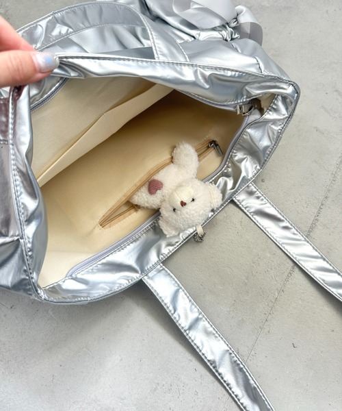 Loueme（ルエム）の「メニーリボン推し活トートバッグ（トートバッグ・レディース・ブラック/シルバー/アイボリー/ピンク・FREE）」の12枚目の写真