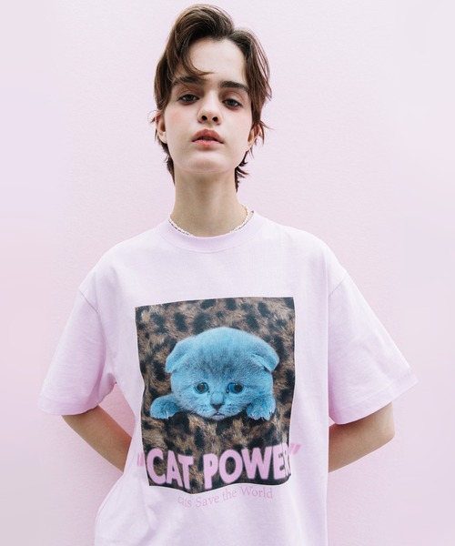 WCJ(ダブルシージェイ)の「CAT POWER SS TEE(Tシャツ/カットソー・レディース・ブラック/ホワイト/ライトグレー/ブラウン/ピンク/ライム・FREE)」の6枚目の写真