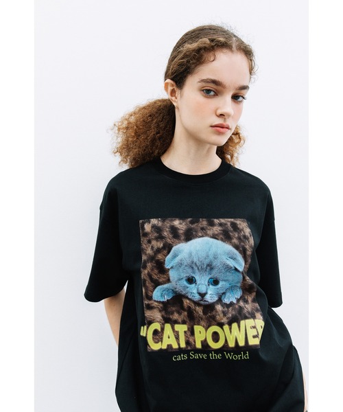 WCJ(ダブルシージェイ)の「CAT POWER SS TEE(Tシャツ/カットソー・レディース・ブラック/ホワイト/ライトグレー/ブラウン/ピンク/ライム・FREE)」の7枚目の写真