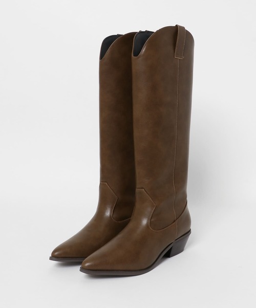 SENSE OF PLACE by URBAN RESEARCH（センスオブプレイスバイアーバンリサーチ）の「ポインテッドウエスタンブーツ（ブーツ・レディース・ブラック/ライトブラウン・SMALL/MEDIUM/LARGE）」の3枚目の写真