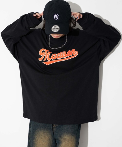 WEGO(ウィゴー)の「WEGO/アクセ付きグラフィックロンT(Tシャツ/カットソー・メンズ・ブラック/ダークグリーン/ホワイト・MEDIUM/LARGE)」の2枚目の写真