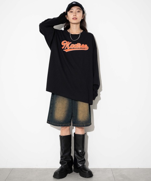 WEGO(ウィゴー)の「WEGO/アクセ付きグラフィックロンT(Tシャツ/カットソー・メンズ・ブラック/ダークグリーン/ホワイト・MEDIUM/LARGE)」の7枚目の写真