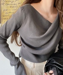 classicalelf | トレンド美スタイルで華奢魅せに。胸元ドレープデザインニット(ニット/セーター)
