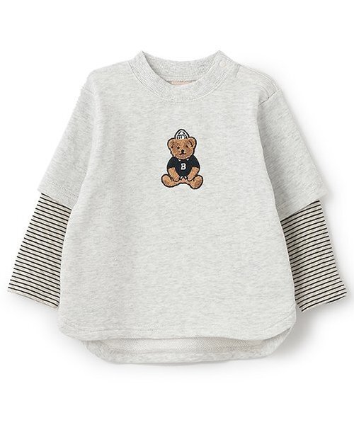 petit main（プティマイン）の「【リンク】くまサガラ重ね着長袖Tシャツ(キッズ)（Tシャツ/カットソー・キッズ・ネイビー/ホワイト系その他/クリーム・120cm/110cm/100cm/90cm/80ｃｍ/130cm）」の2枚目の写真