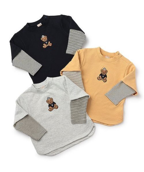 petit main（プティマイン）の「【リンク】くまサガラ重ね着長袖Tシャツ(キッズ)（Tシャツ/カットソー・キッズ・ネイビー/ホワイト系その他/クリーム・120cm/110cm/100cm/90cm/80ｃｍ/130cm）」の12枚目の写真