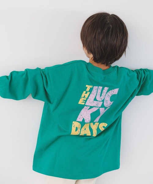 BAYFLOW（ベイフロー）の「[綿100%] アソートロゴBIGTシャツ(KIDS)（Tシャツ/カットソー・キッズ・グリーン/ピンク/チャコール/オフホワイト・130cm/110cm/140cm/150cm/120cm）」の4枚目の写真