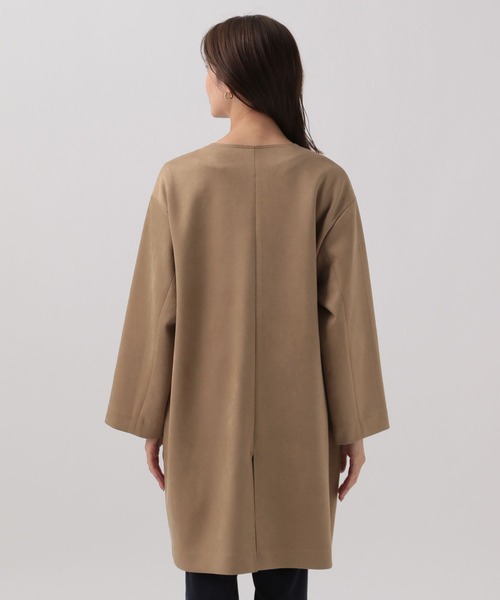 セール】スウェードライクストレッチコート/133676（ノーカラーコート