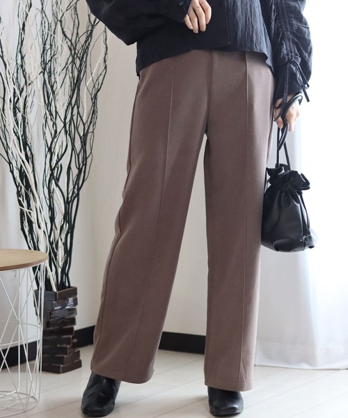 Salong hameu(サロン ハミュー)の「エステルカルゼ センタープリーツワイドパンツ レディース/スラックスイージーパンツ(スラックス・レディース・グリーン/モカ/ブラック・M/L)」の3枚目の写真