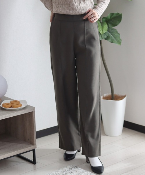 Salong hameu(サロン ハミュー)の「エステルカルゼ センタープリーツワイドパンツ レディース/スラックスイージーパンツ(スラックス・レディース・グリーン/モカ/ブラック・M/L)」の18枚目の写真