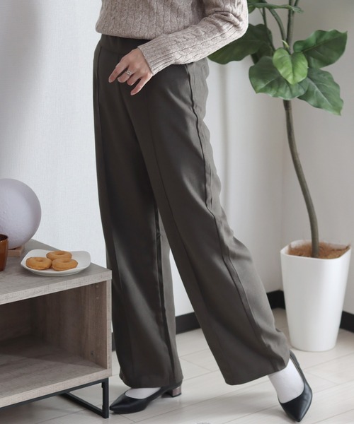 Salong hameu(サロン ハミュー)の「エステルカルゼ センタープリーツワイドパンツ レディース/スラックスイージーパンツ(スラックス・レディース・グリーン/モカ/ブラック・M/L)」の20枚目の写真
