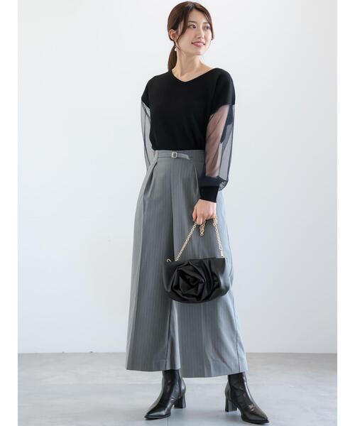 Te chichi(テチチ)の「ナローベルトワイドクロップトパンツ(その他パンツ・レディース・ネイビー/グレー/ブラウン・F)」の9枚目の写真