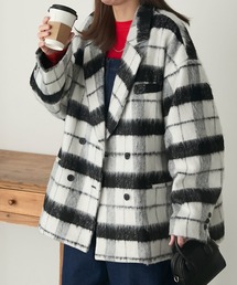 BONLECILL | シャギーチェックジャケットコート(ピーコート)