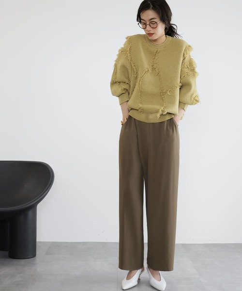 セール】ジャガード編みフリンジニットプルオーバー（ニット/セーター