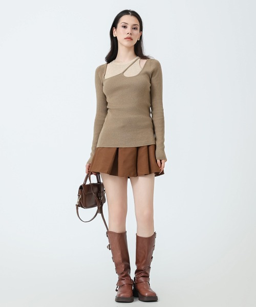 SUWDEE（スーディー）の「fake layered design tops（ニット/セーター・レディース・ベージュ/ブラウン/ブラック/グレー・FREE）」の19枚目の写真