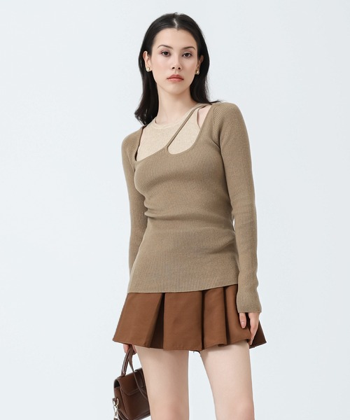 SUWDEE（スーディー）の「fake layered design tops（ニット/セーター・レディース・ベージュ/ブラウン/ブラック/グレー・FREE）」の21枚目の写真