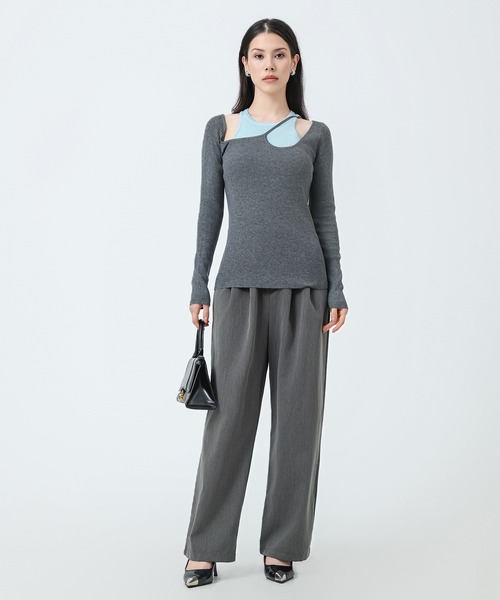 SUWDEE（スーディー）の「fake layered design tops（ニット/セーター・レディース・ベージュ/ブラウン/ブラック/グレー・FREE）」の10枚目の写真