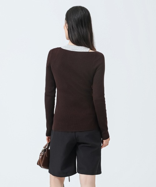 SUWDEE（スーディー）の「fake layered design tops（ニット/セーター・レディース・ベージュ/ブラウン/ブラック/グレー・FREE）」の18枚目の写真