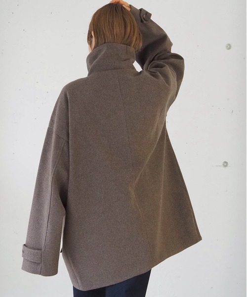 tiptop（ティップトップ）の「コクーンミドルコート（ステンカラーコート・レディース・ダークブラウン/ブラック/グレー・FREE）」の9枚目の写真