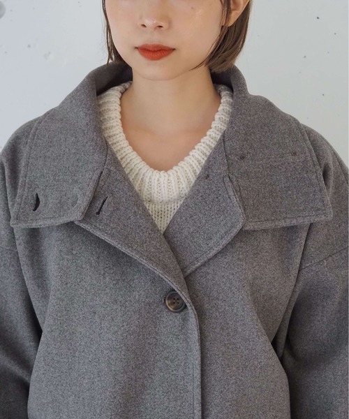 tiptop（ティップトップ）の「コクーンミドルコート（ステンカラーコート・レディース・ダークブラウン/ブラック/グレー・FREE）」の19枚目の写真