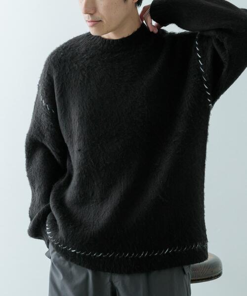 ITEMS URBANRESEARCH(アイテムズ アーバンリサーチ)の「ブランケットステッチ モヘアライクニット(ニット/セーター・メンズ・オフホワイト/ブラック・MEDIUM/LARGE)」の11枚目の写真