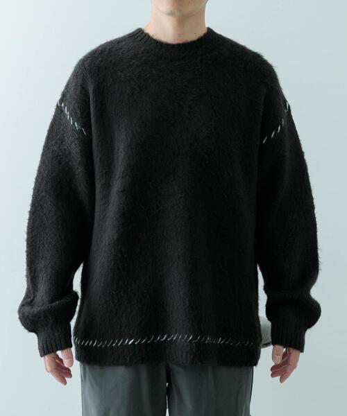 ITEMS URBANRESEARCH(アイテムズ アーバンリサーチ)の「ブランケットステッチ モヘアライクニット(ニット/セーター・メンズ・オフホワイト/ブラック・MEDIUM/LARGE)」の13枚目の写真