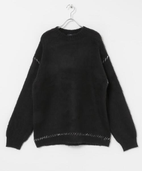 ITEMS URBANRESEARCH(アイテムズ アーバンリサーチ)の「ブランケットステッチ モヘアライクニット(ニット/セーター・メンズ・オフホワイト/ブラック・MEDIUM/LARGE)」の16枚目の写真