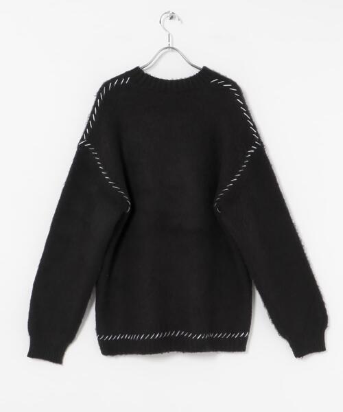 ITEMS URBANRESEARCH(アイテムズ アーバンリサーチ)の「ブランケットステッチ モヘアライクニット(ニット/セーター・メンズ・オフホワイト/ブラック・MEDIUM/LARGE)」の19枚目の写真