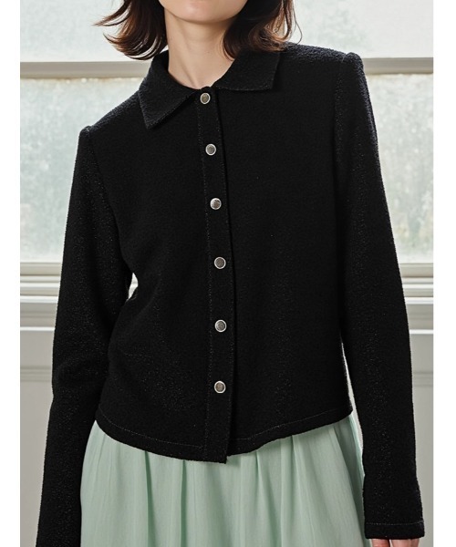 fifth（フィフス）の「ラメデザイン衿付プルオーバー（Tシャツ/カットソー・レディース・アイボリー/ブラック・M）」の2枚目の写真