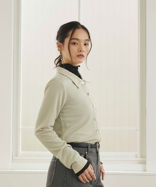 fifth（フィフス）の「ラメデザイン衿付プルオーバー（Tシャツ/カットソー・レディース・アイボリー/ブラック・M）」の4枚目の写真