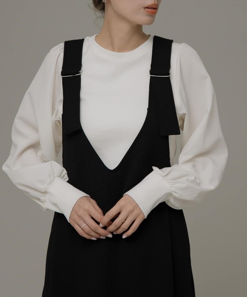 URBAN RESEARCH Sonny Label（アーバンリサーチサニーレーベル）の「Vネックジャンパースカート（ジャンパースカート・レディース・グレー/ブラック・FREE）」の20枚目の写真