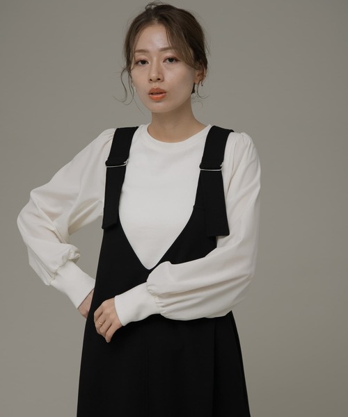 URBAN RESEARCH Sonny Label（アーバンリサーチサニーレーベル）の「Vネックジャンパースカート（ジャンパースカート・レディース・グレー/ブラック・FREE）」の21枚目の写真