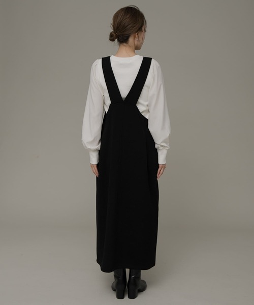 URBAN RESEARCH Sonny Label（アーバンリサーチサニーレーベル）の「Vネックジャンパースカート（ジャンパースカート・レディース・グレー/ブラック・FREE）」の9枚目の写真