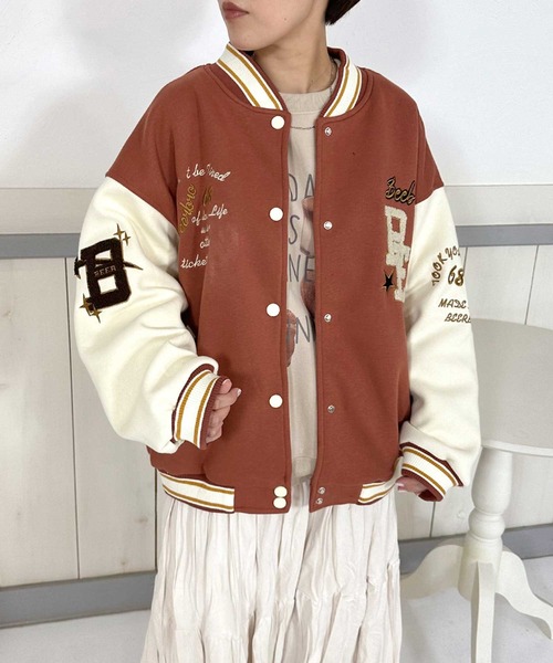 CRB(シーアールビー)の「袖切替ビッグスタジャン(スタジャン・レディース・オレンジ/ネイビー/グリーン・F)」の5枚目の写真