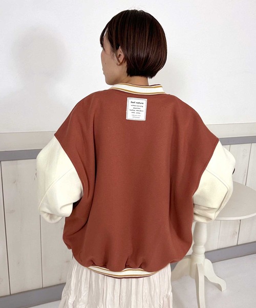 CRB(シーアールビー)の「袖切替ビッグスタジャン(スタジャン・レディース・オレンジ/ネイビー/グリーン・F)」の9枚目の写真