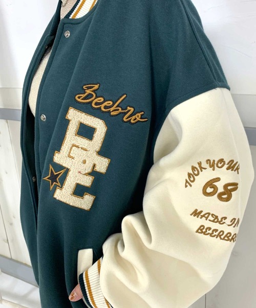 CRB(シーアールビー)の「袖切替ビッグスタジャン(スタジャン・レディース・オレンジ/ネイビー/グリーン・F)」の13枚目の写真