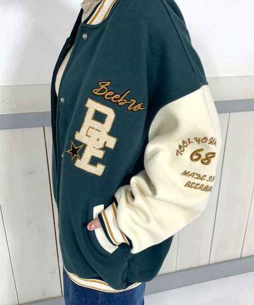 CRB(シーアールビー)の「袖切替ビッグスタジャン(スタジャン・レディース・オレンジ/ネイビー/グリーン・F)」の14枚目の写真