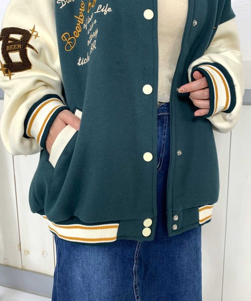 CRB(シーアールビー)の「袖切替ビッグスタジャン(スタジャン・レディース・オレンジ/ネイビー/グリーン・F)」の17枚目の写真