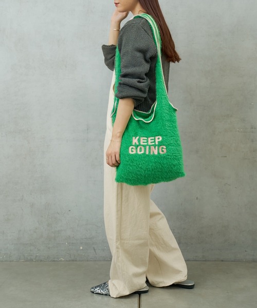 Actually（アクチュアリー）の「ルーズシャギーニットバッグ（トートバッグ・レディース・ブラック/グレー/グリーン・フリー）」の16枚目の写真