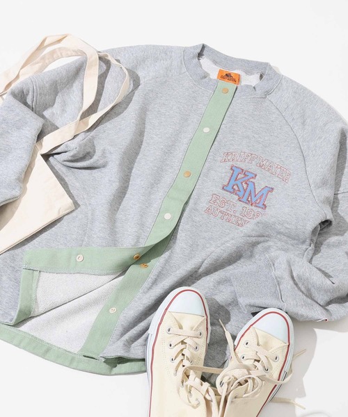 KRIFF MAYER Lady's Collection（クリフメイヤーレディースコレクション）の「のび～る裏毛カーディガン（カーディガン/ボレロ・レディース・オートミール/イエロー/カラフル/ブラック/カーキ/グレー・LARGE/MEDIUM）」の3枚目の写真