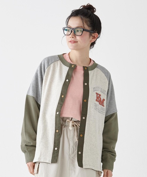 KRIFF MAYER Lady's Collection（クリフメイヤーレディースコレクション）の「のび～る裏毛カーディガン（カーディガン/ボレロ・レディース・オートミール/イエロー/カラフル/ブラック/カーキ/グレー・LARGE/MEDIUM）」の6枚目の写真