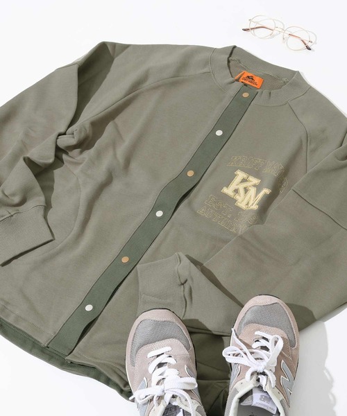 KRIFF MAYER Lady's Collection（クリフメイヤーレディースコレクション）の「のび～る裏毛カーディガン（カーディガン/ボレロ・レディース・オートミール/イエロー/カラフル/ブラック/カーキ/グレー・LARGE/MEDIUM）」の5枚目の写真