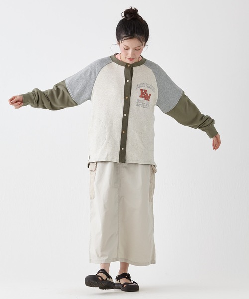 KRIFF MAYER Lady's Collection（クリフメイヤーレディースコレクション）の「のび～る裏毛カーディガン（カーディガン/ボレロ・レディース・オートミール/イエロー/カラフル/ブラック/カーキ/グレー・LARGE/MEDIUM）」の8枚目の写真