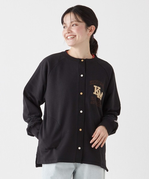 KRIFF MAYER Lady's Collection（クリフメイヤーレディースコレクション）の「のび～る裏毛カーディガン（カーディガン/ボレロ・レディース・オートミール/イエロー/カラフル/ブラック/カーキ/グレー・LARGE/MEDIUM）」の12枚目の写真